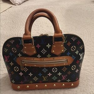 Louis Vuitton Black and Brown Satchel with Iconic Monogram